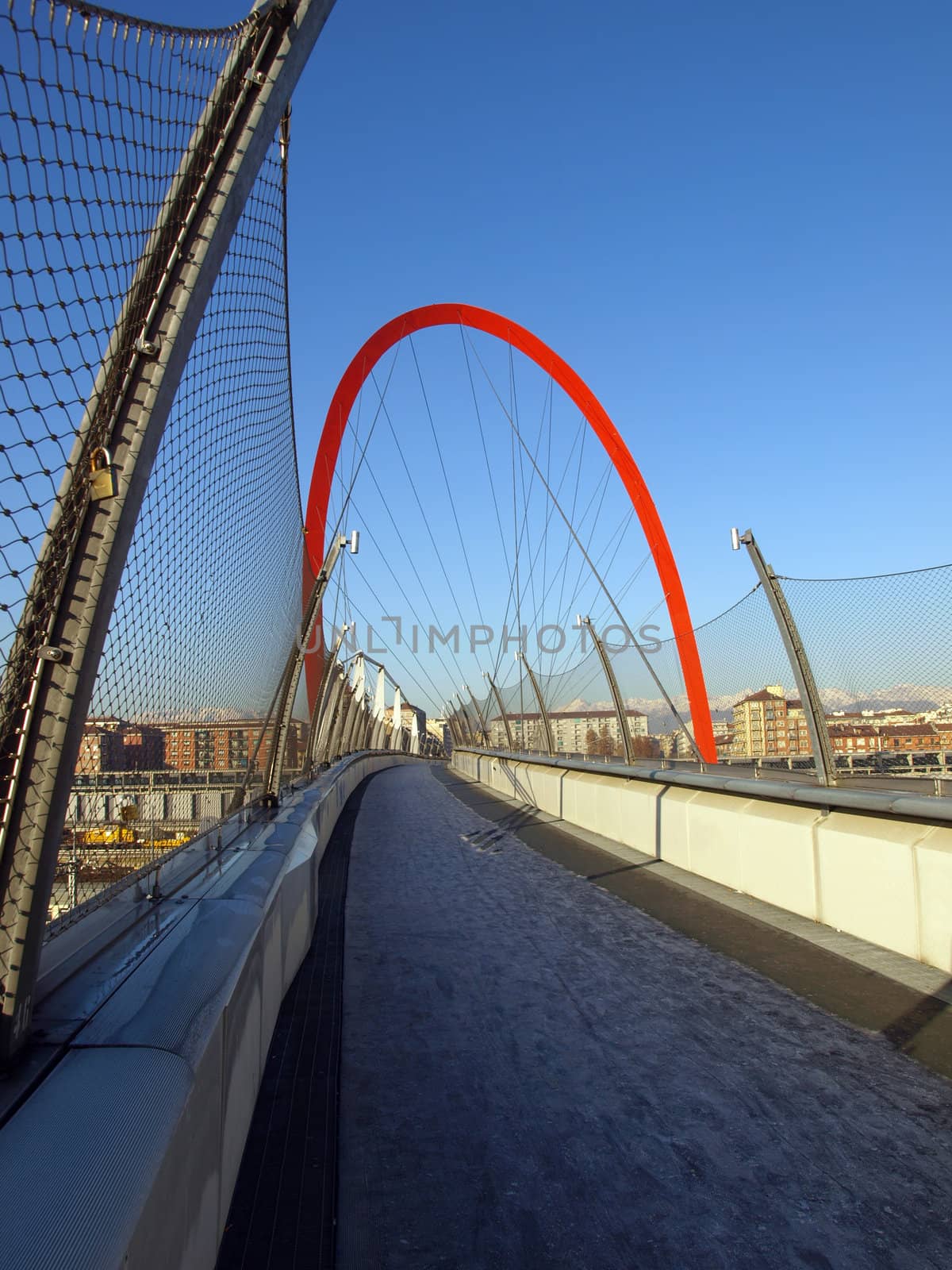 A pedestrian bridge in Turin (Torino), Italy