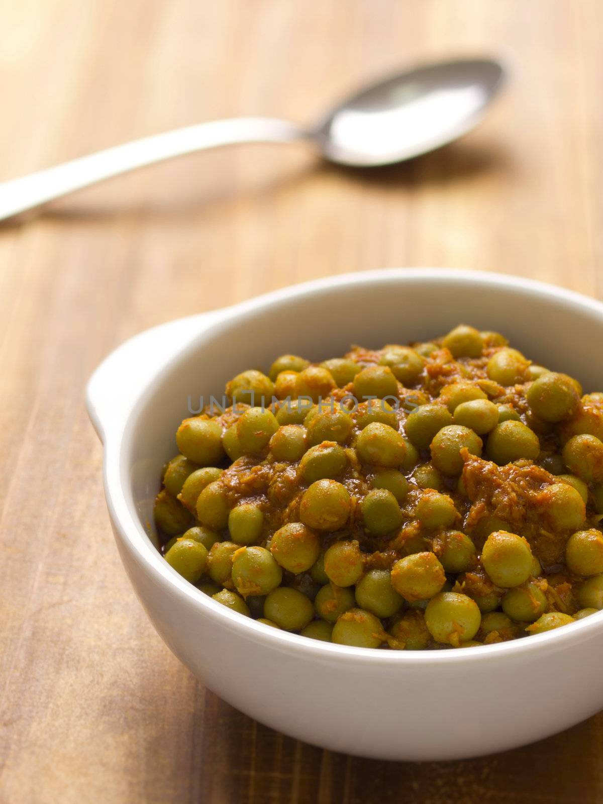 close up of indian green pea curry