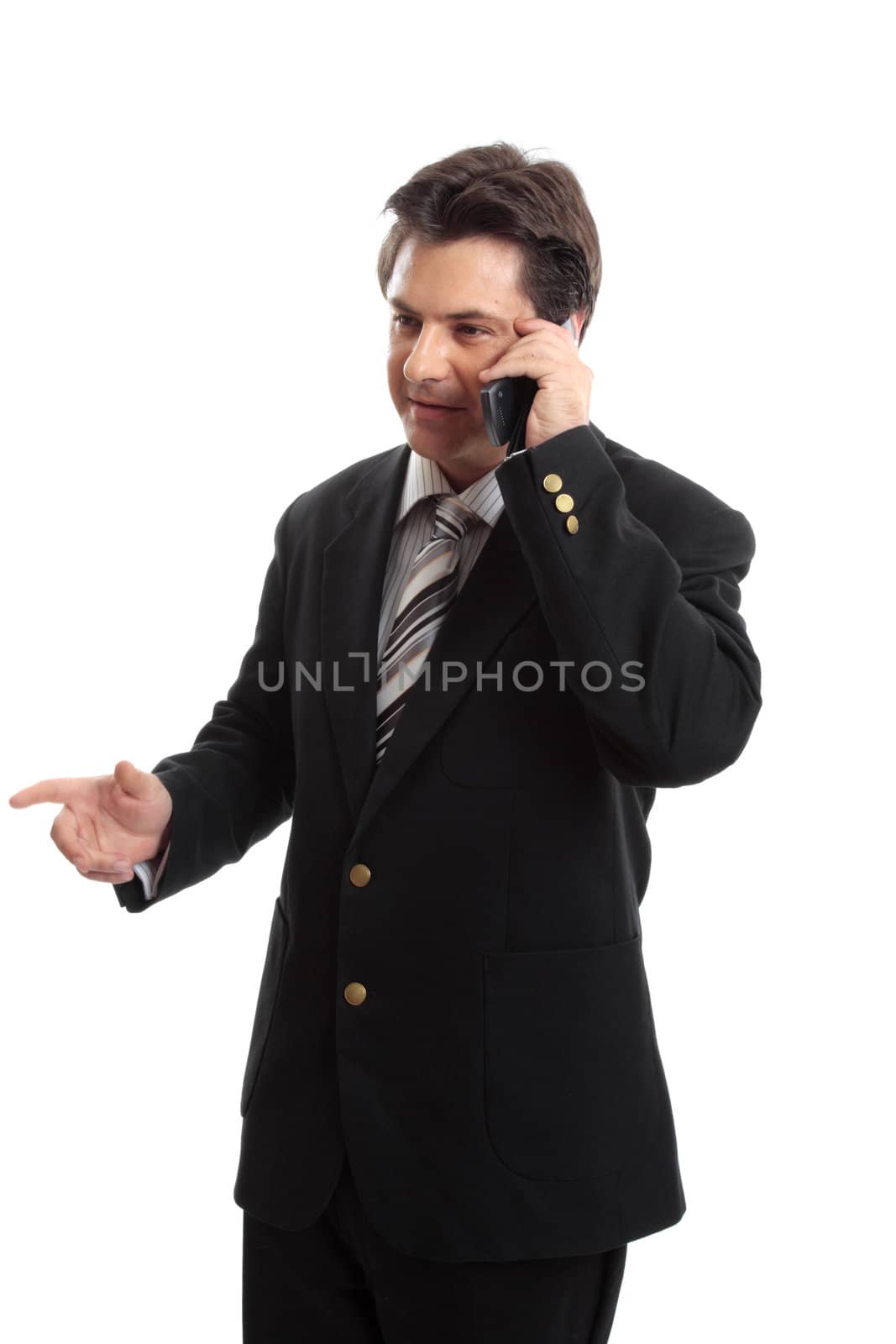 Businessman having conversation  on the mobile phone.