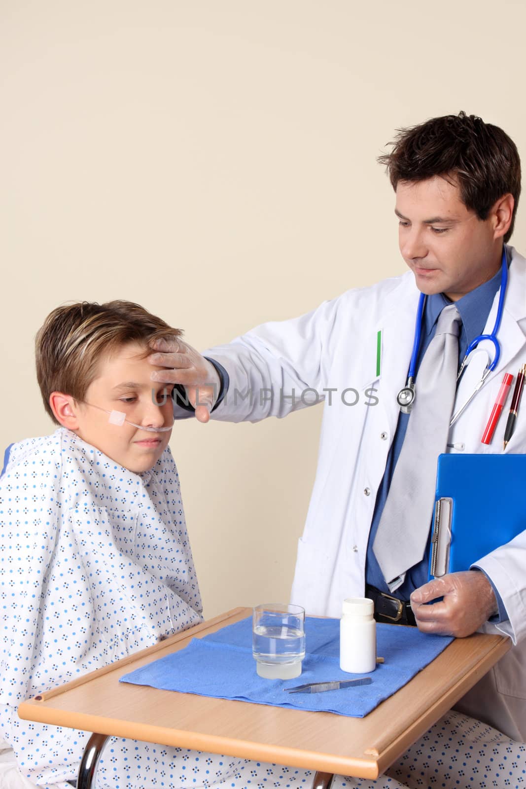 Doctor checks up on a young patient