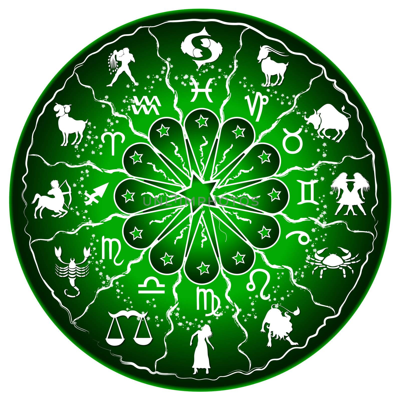 illustration of a zodiac disc by peromarketing