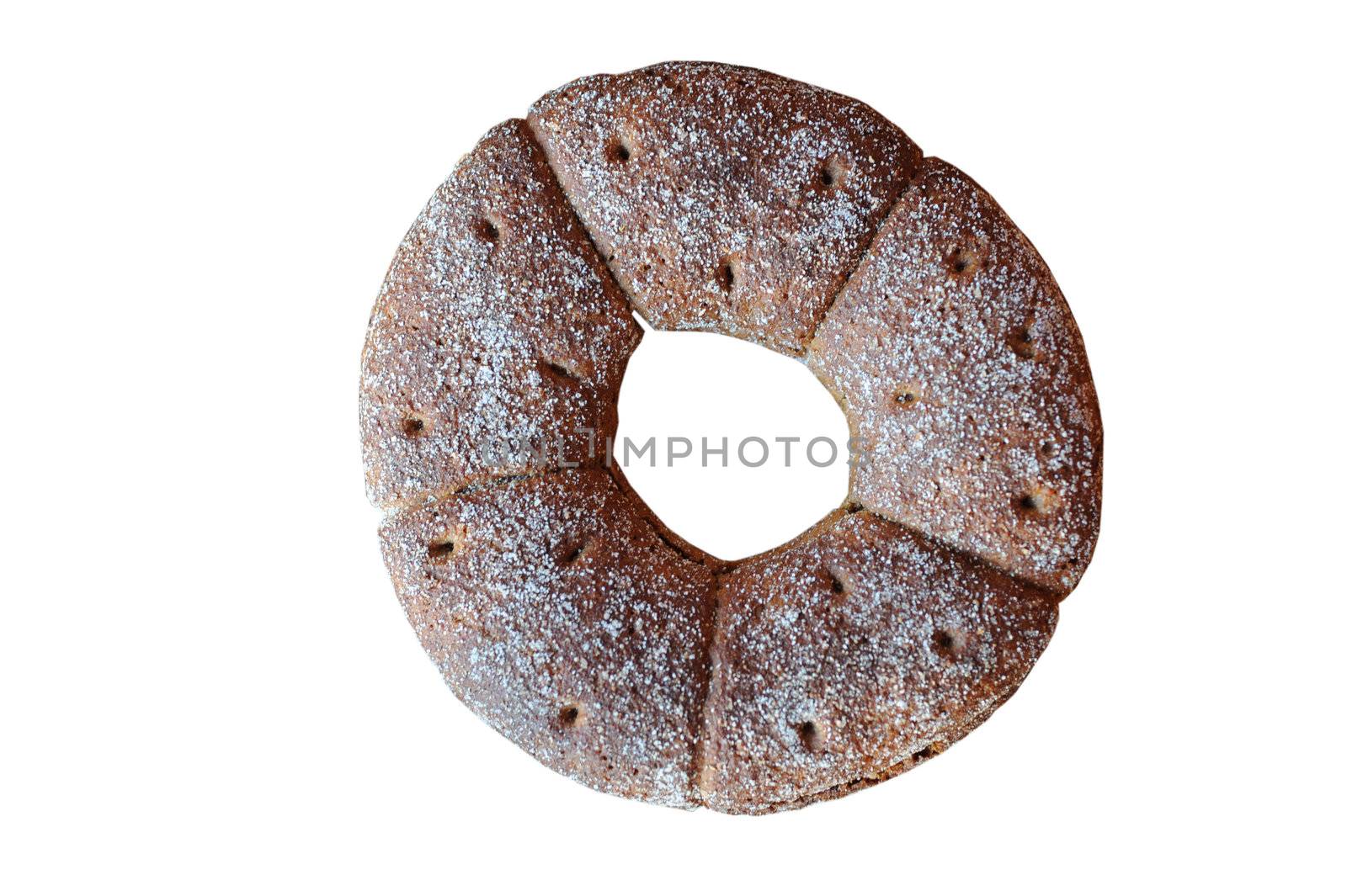 Traditional Scandinavian round bread isolanet on the white