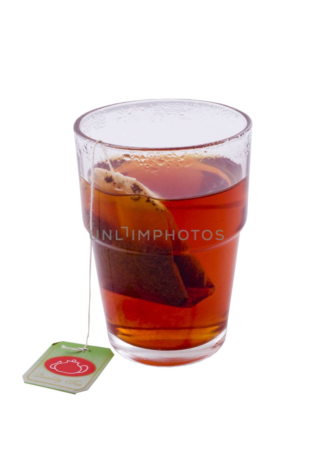 Glass of tea white background and isolated