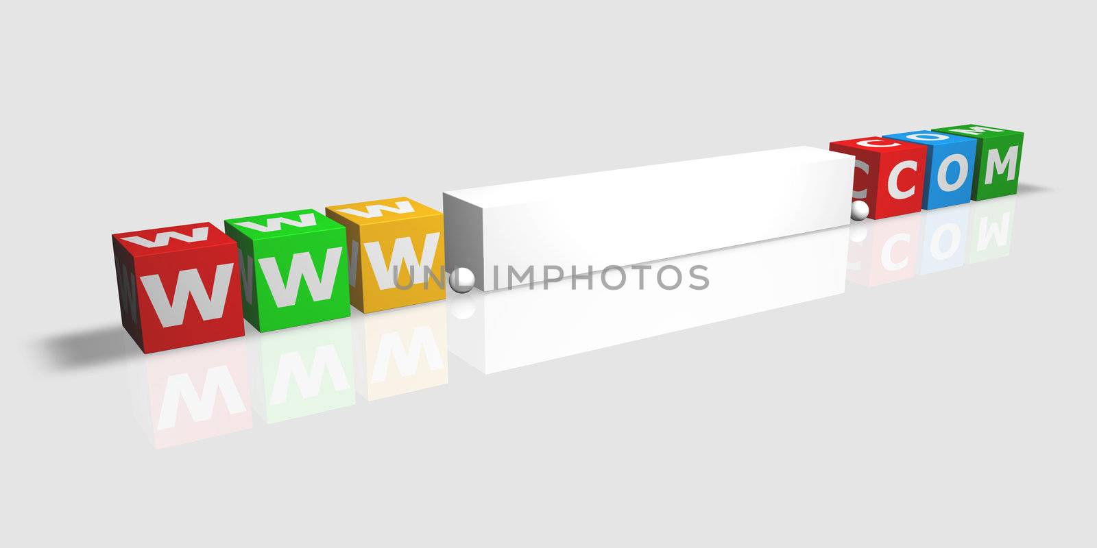World wide web address in color cubes with dot com