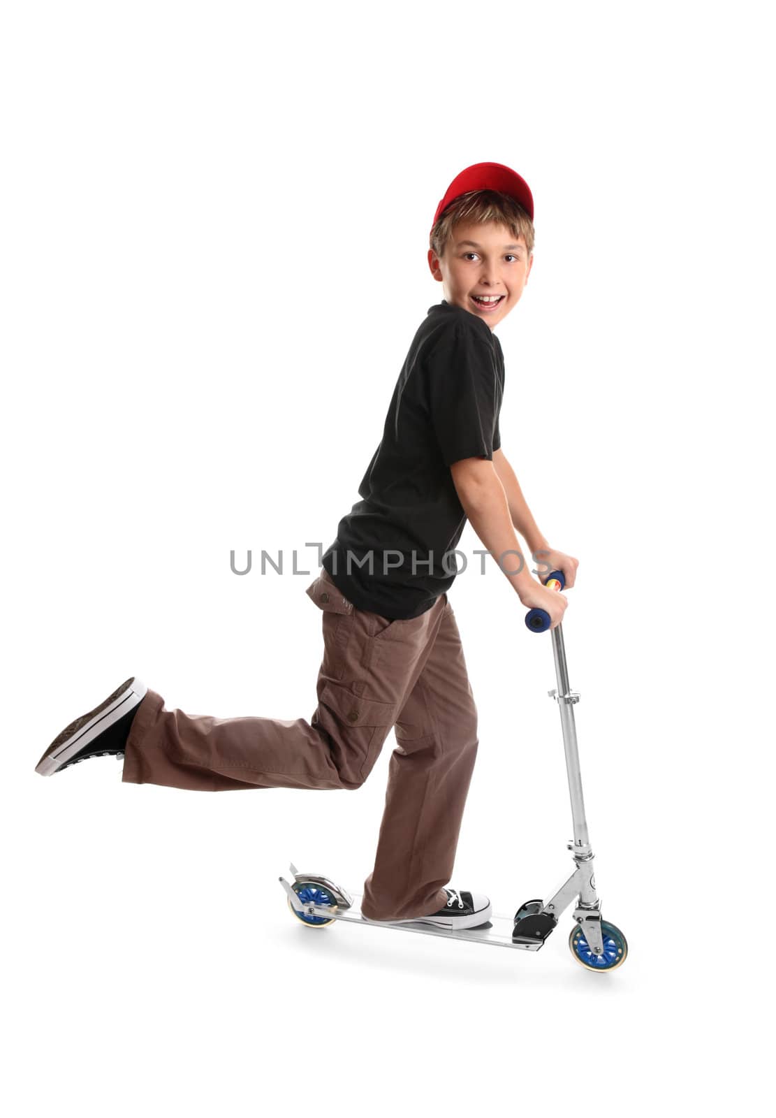Child riding on a toy  scooter