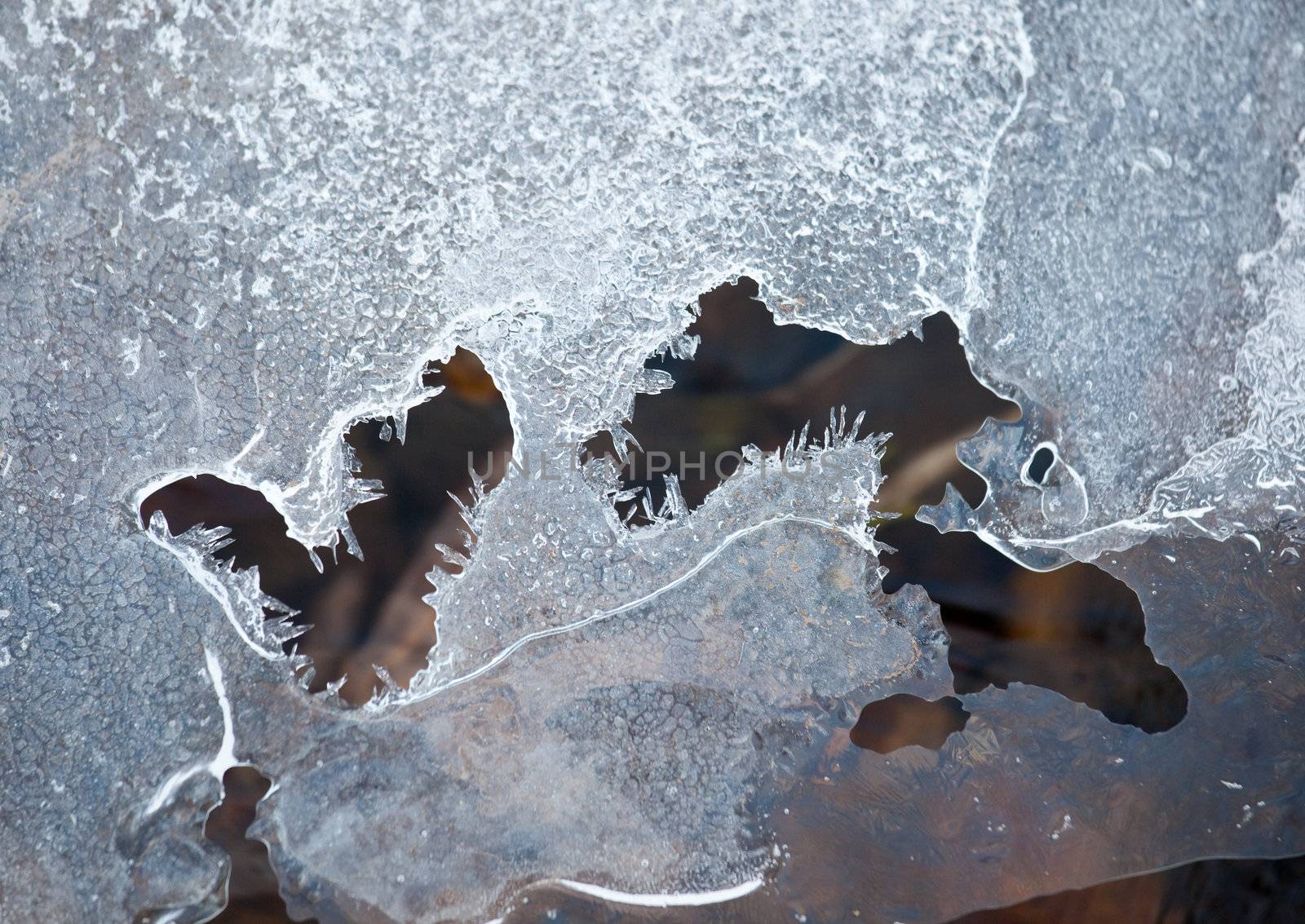 Patterns in the ice above a stream by steheap