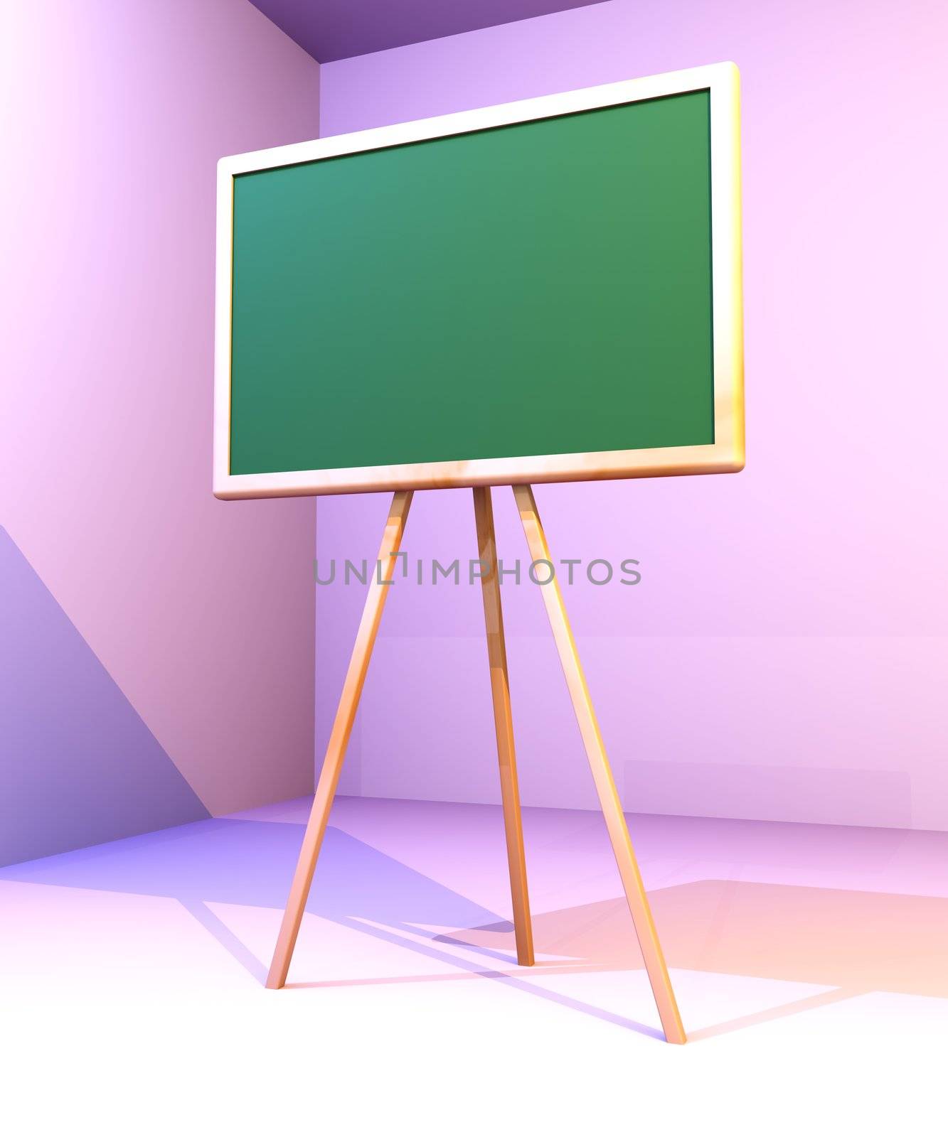 3D rendered Chalkboard. Retro Style.
