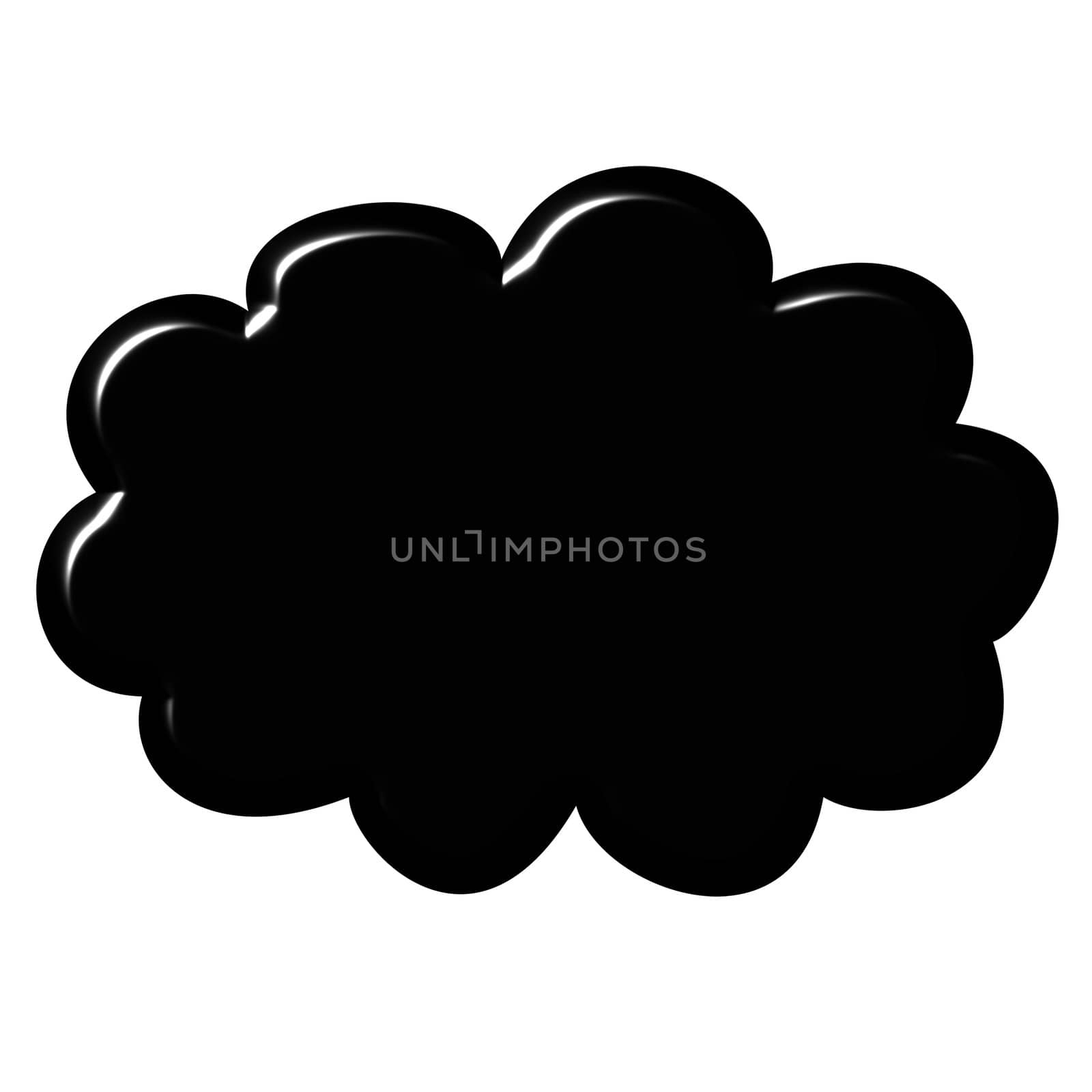 3d black cloud isolated in white