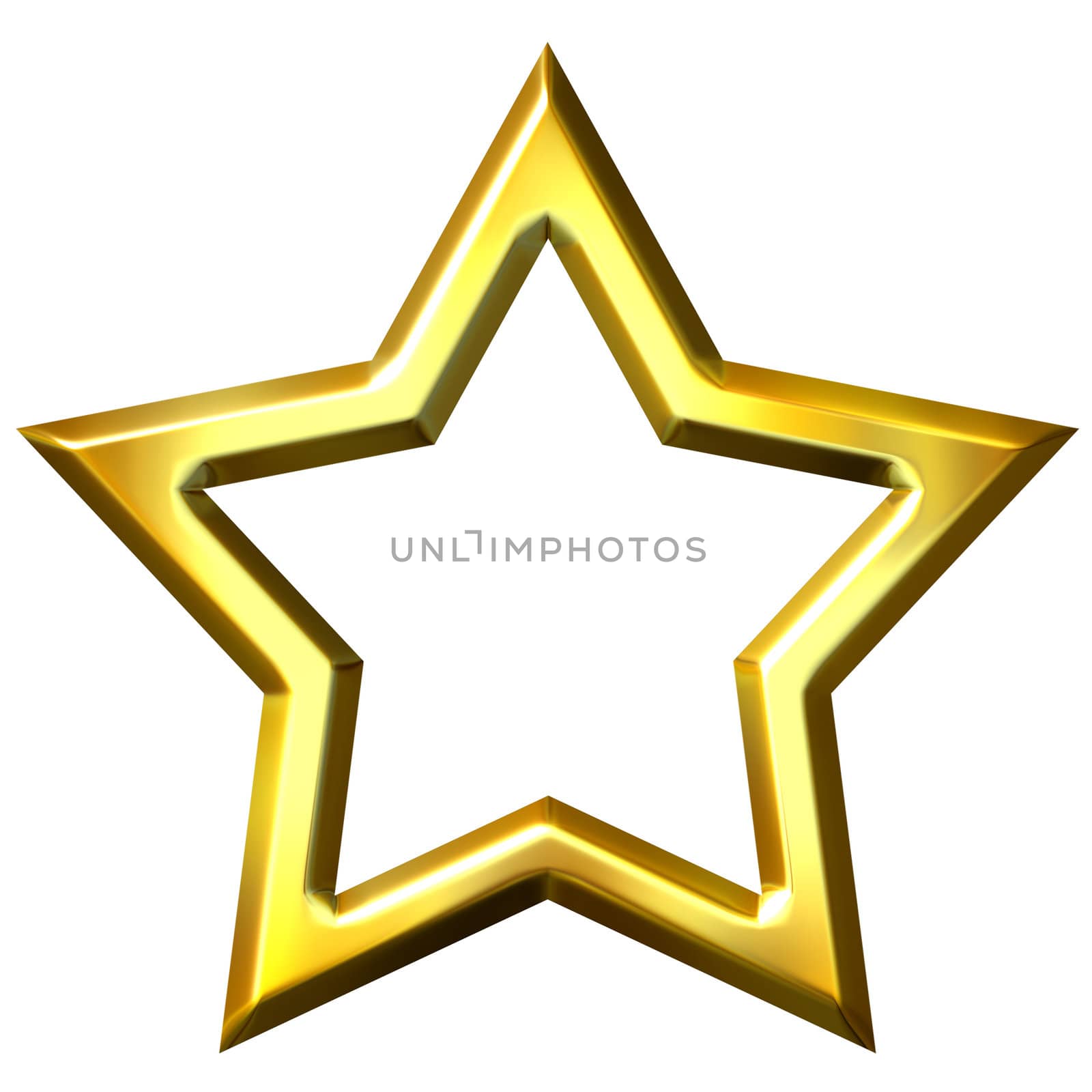 3d golden star frame isolated in white