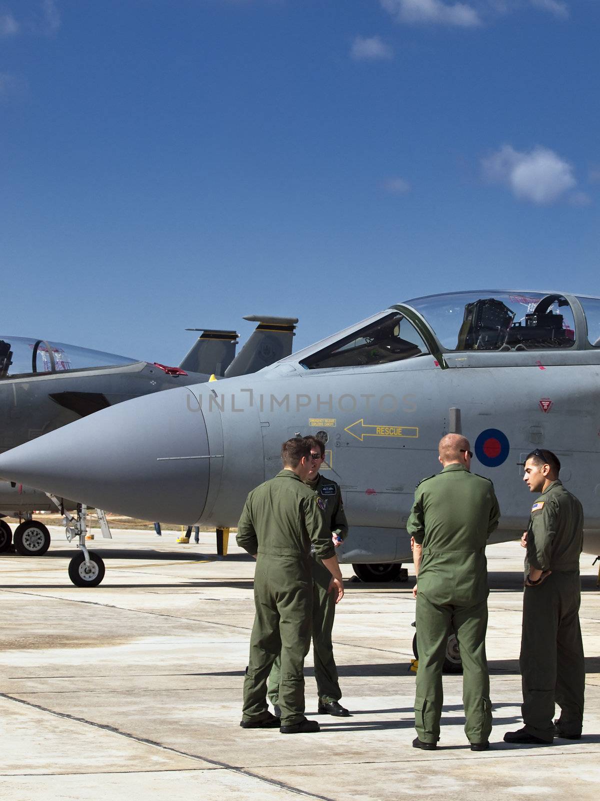 LUQA, MALTA - SEP 26 - Pilots having a chat during the Malta International Airshow 26th September 2009