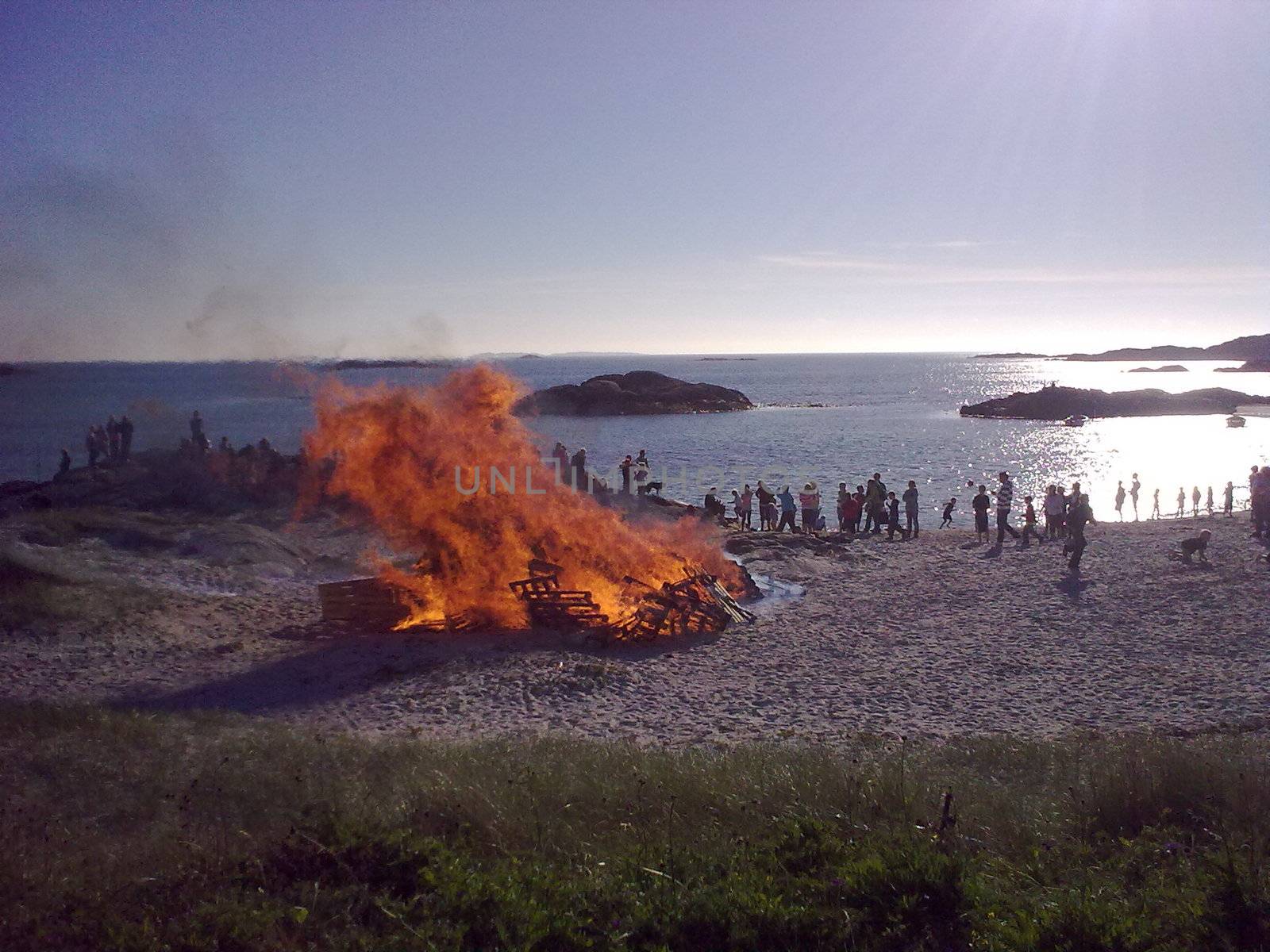 Celebrating midsummer eve at beach on Karmøy