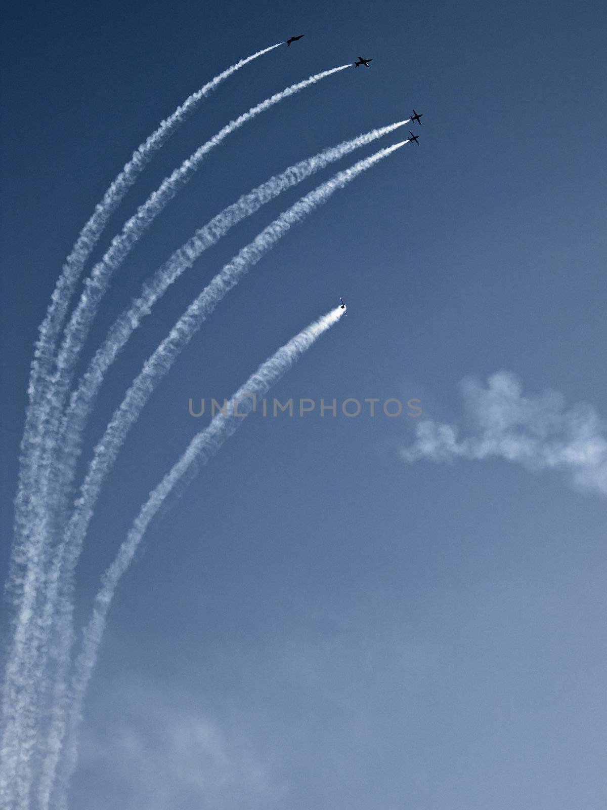 LUQA, MALTA - SEP 26 - Breitling Jet Team Aero L-39 Albatros jets during the Malta International Airshow 26th September 2009