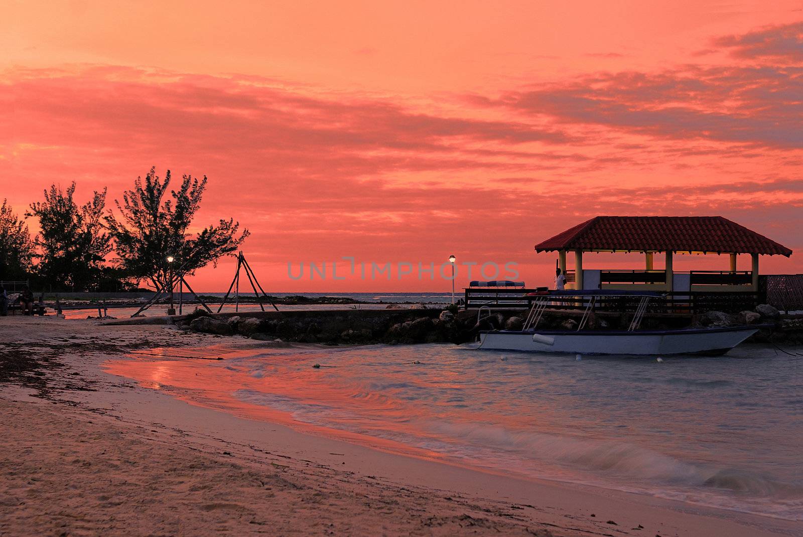 Sunrise or sunset on a tropical island