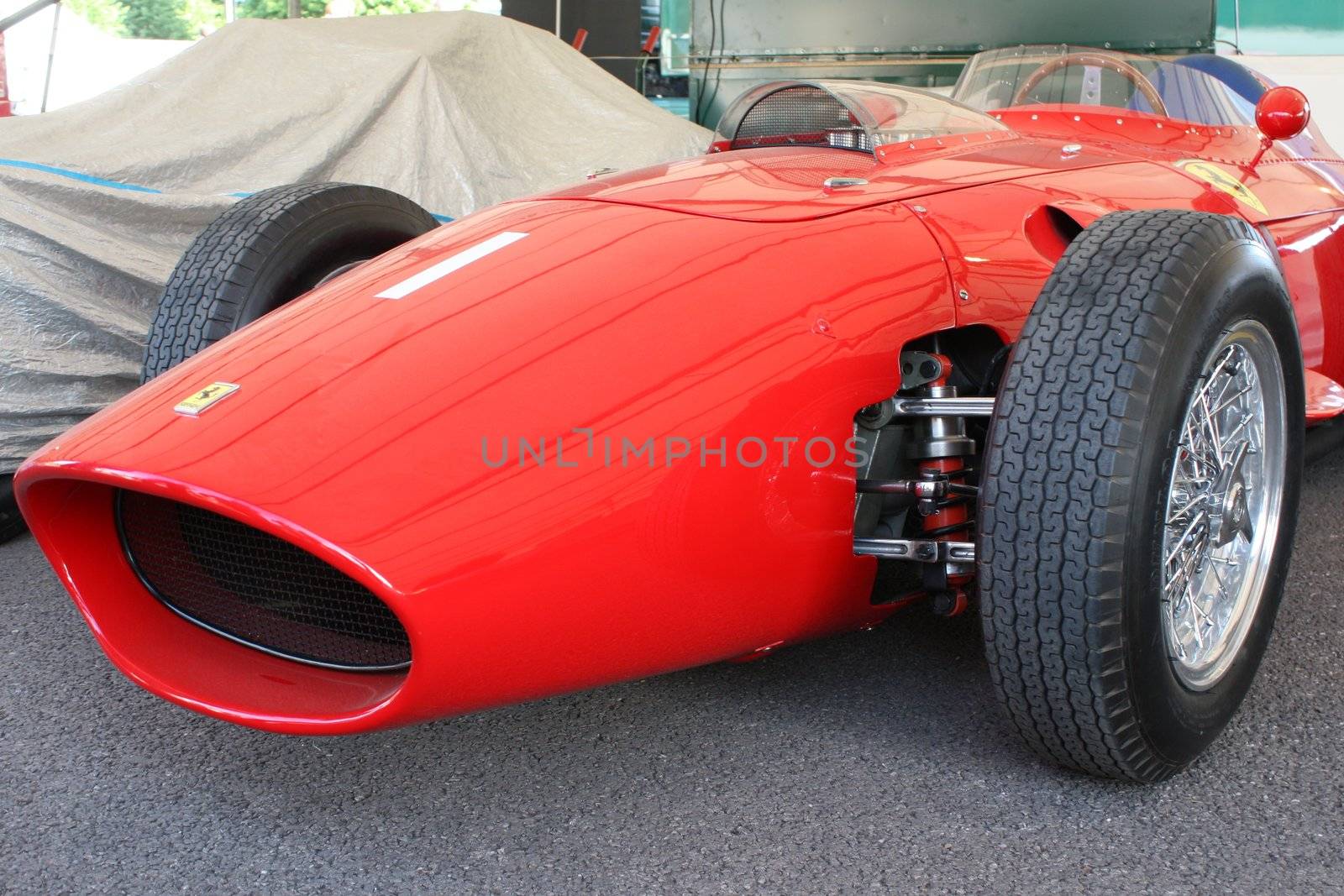 Old red Ferrari Formula One car