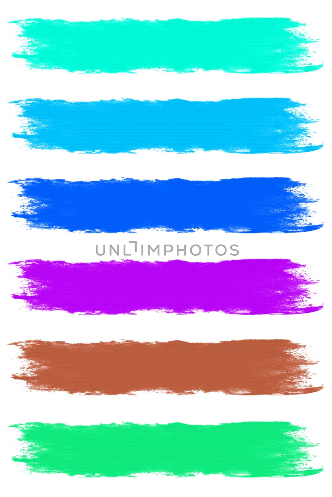 Dried Color Paintbrush Strokes Isolated on White