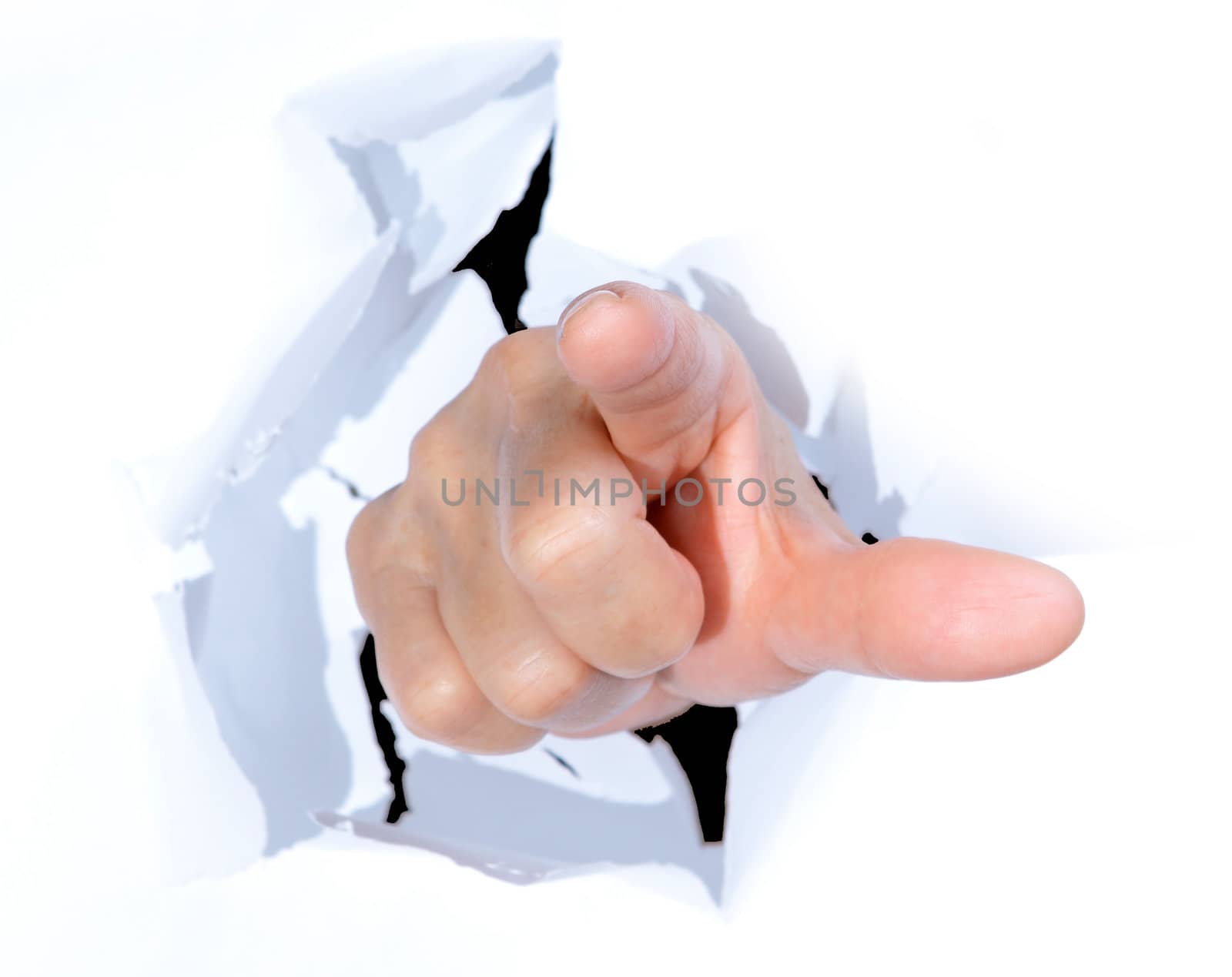 Hand pointing touching or pressing 
