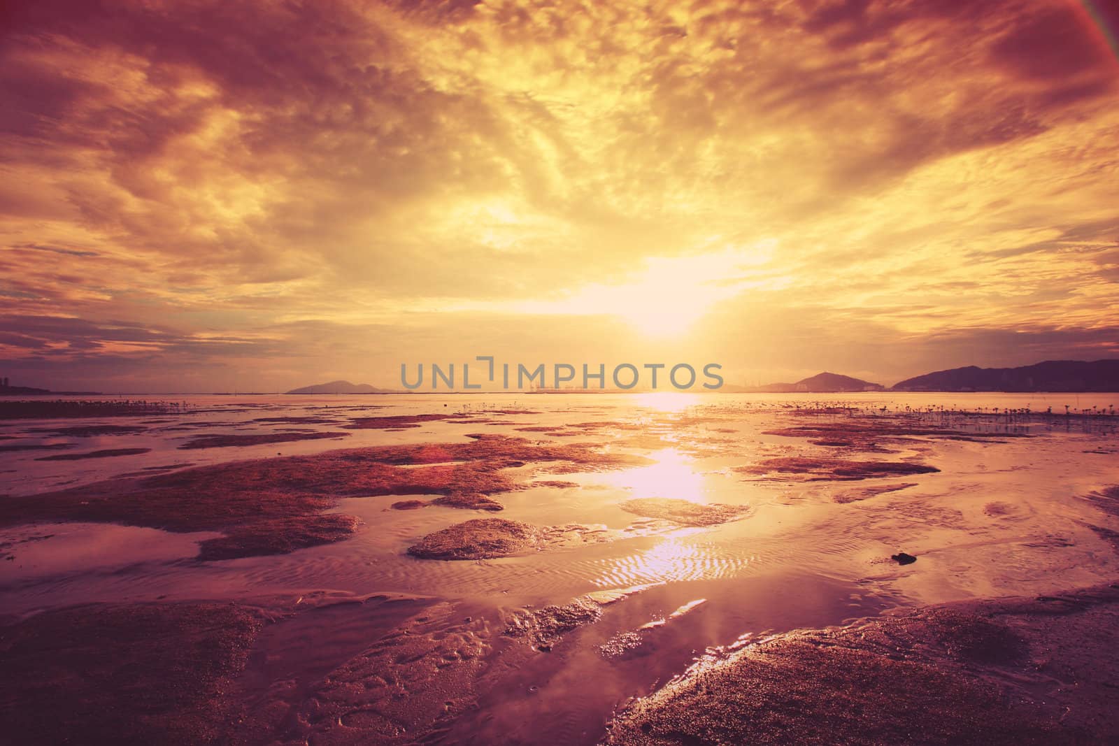 Tropical sunset on the beach.
