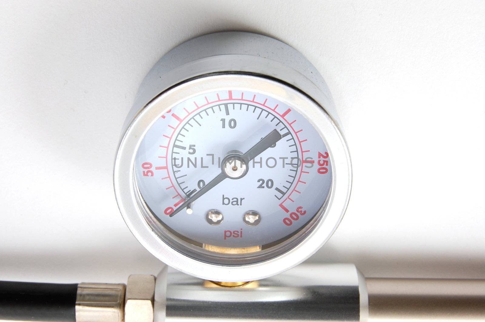 high pressure barometer of a pump on white background