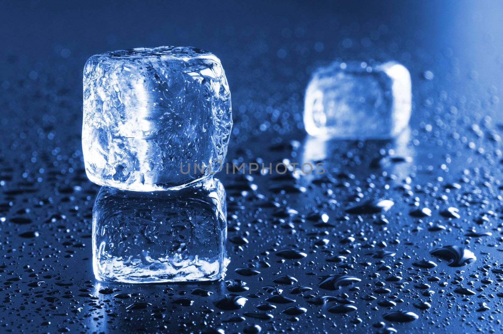 ice background with copyspace and water drops