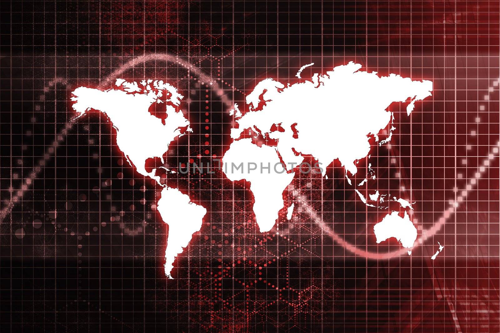Red Global Business Economy Abstract With Graph Background