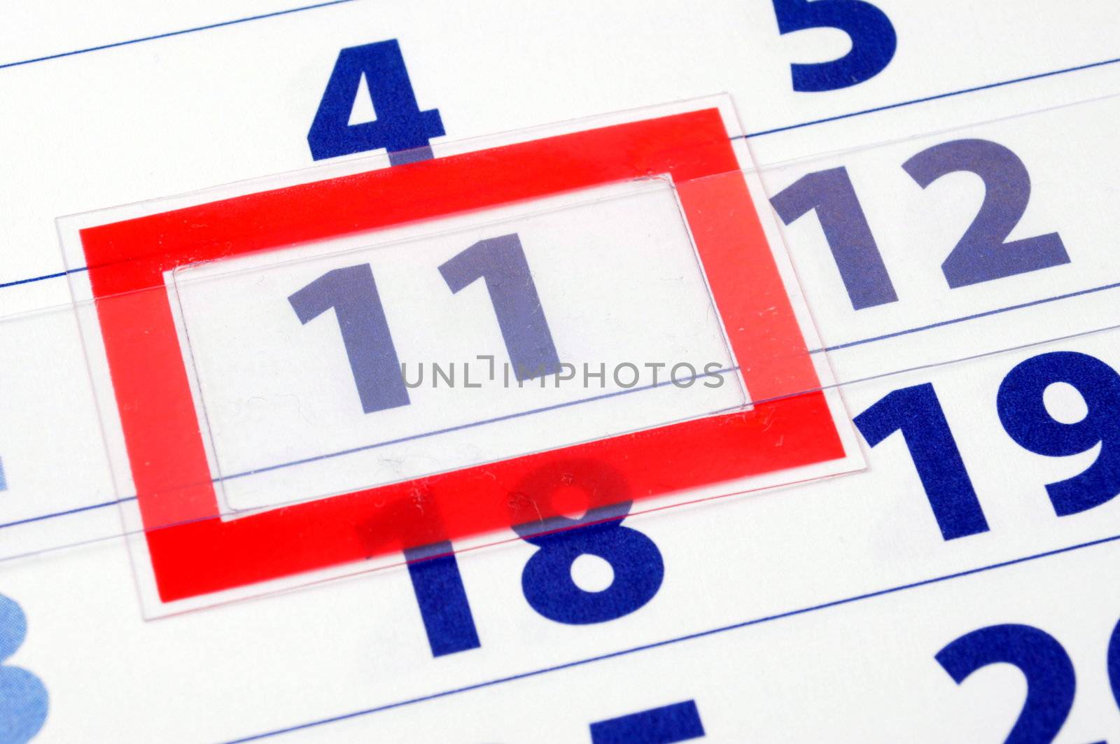 calendar showing date of today with red box