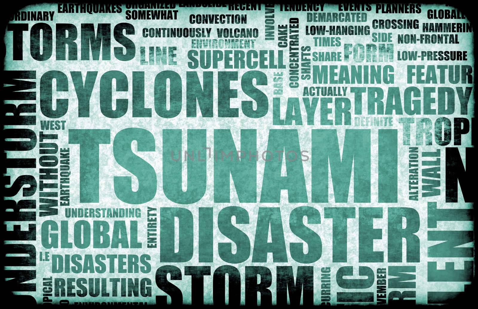 Tsunami Natural Disaster as a Art Background