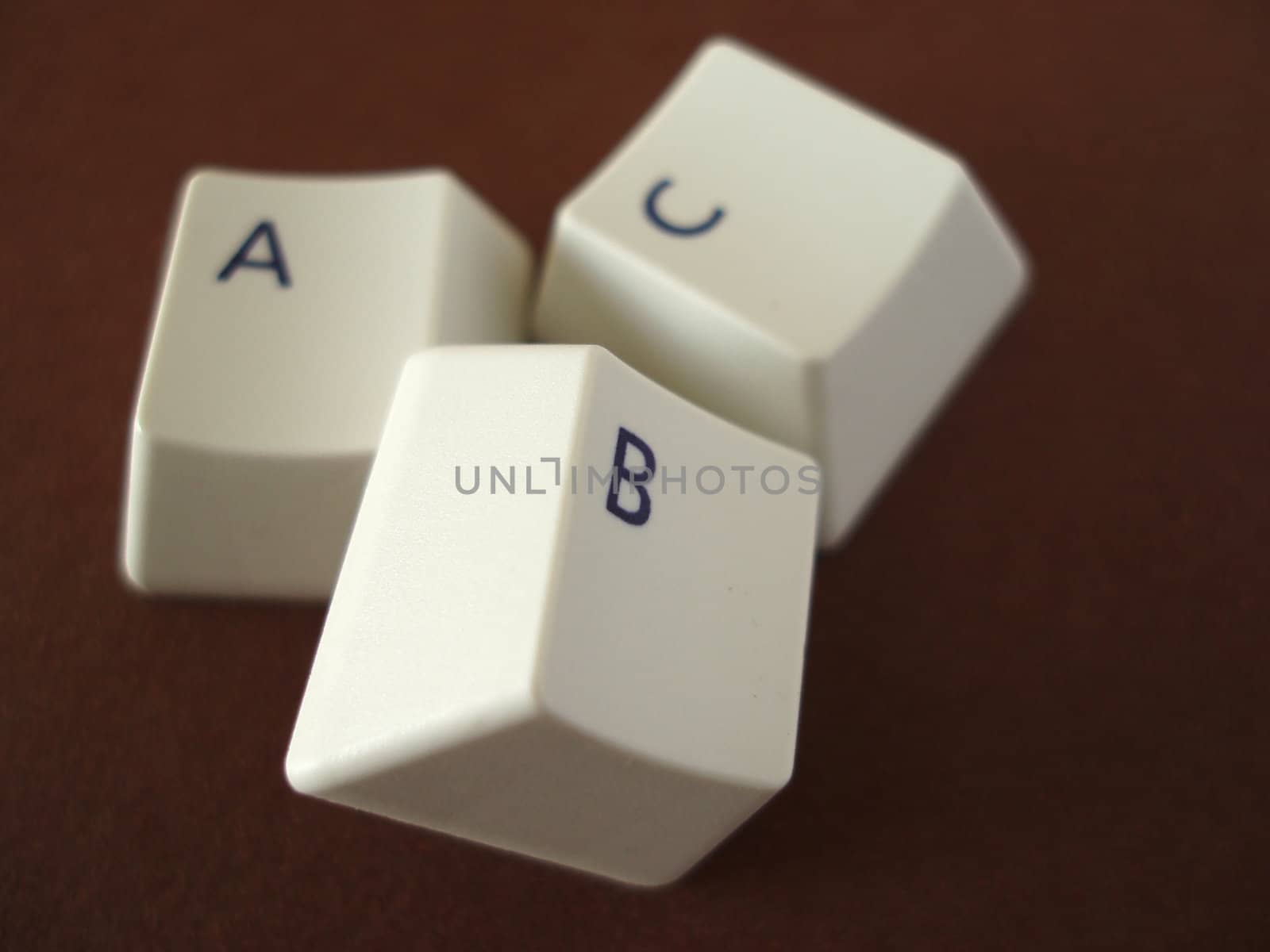 The ABC keys from a computer keyboard