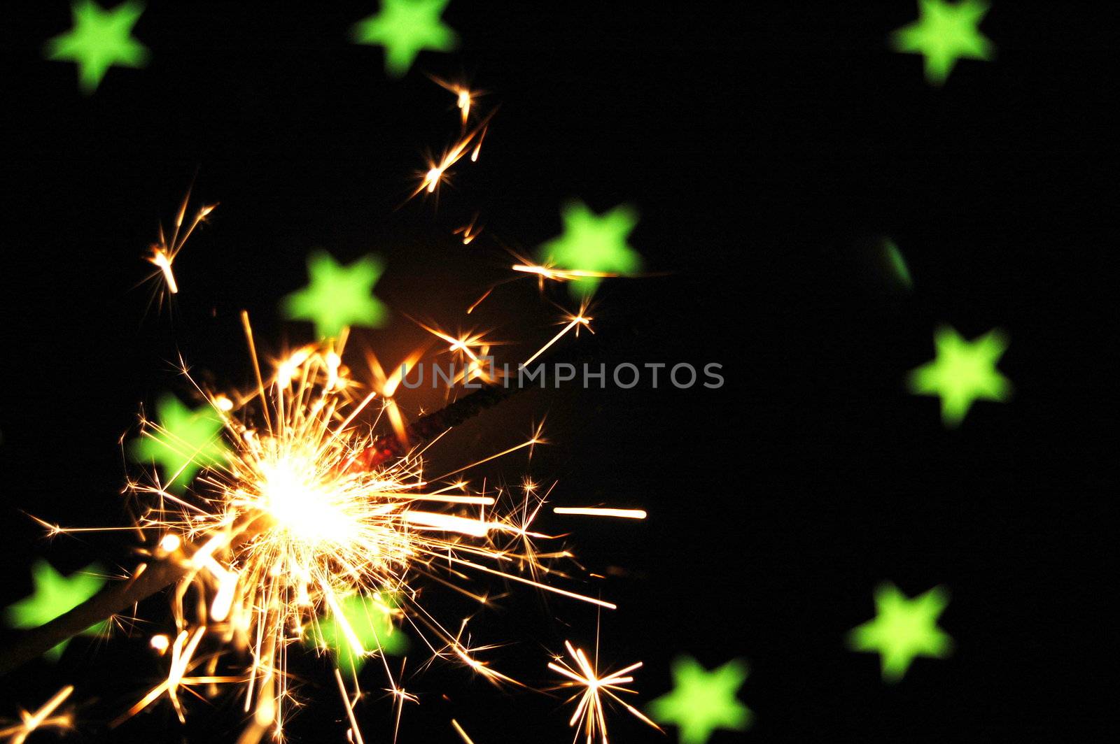 sparkler on christmas or new year with copypsace