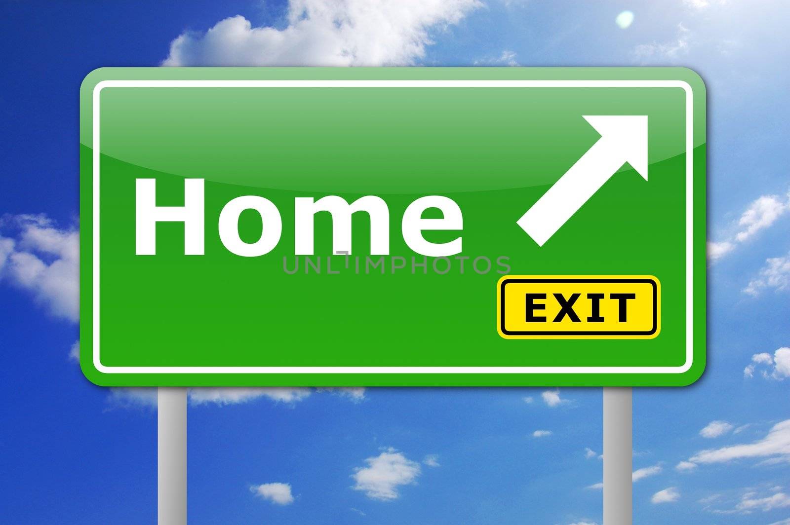 shortest way to your home estate shown by roadsign