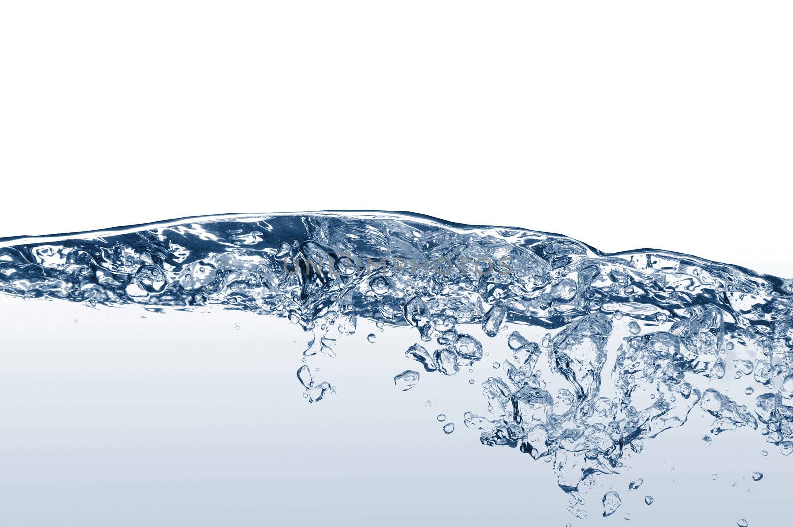 fresh water with bubbles on white background