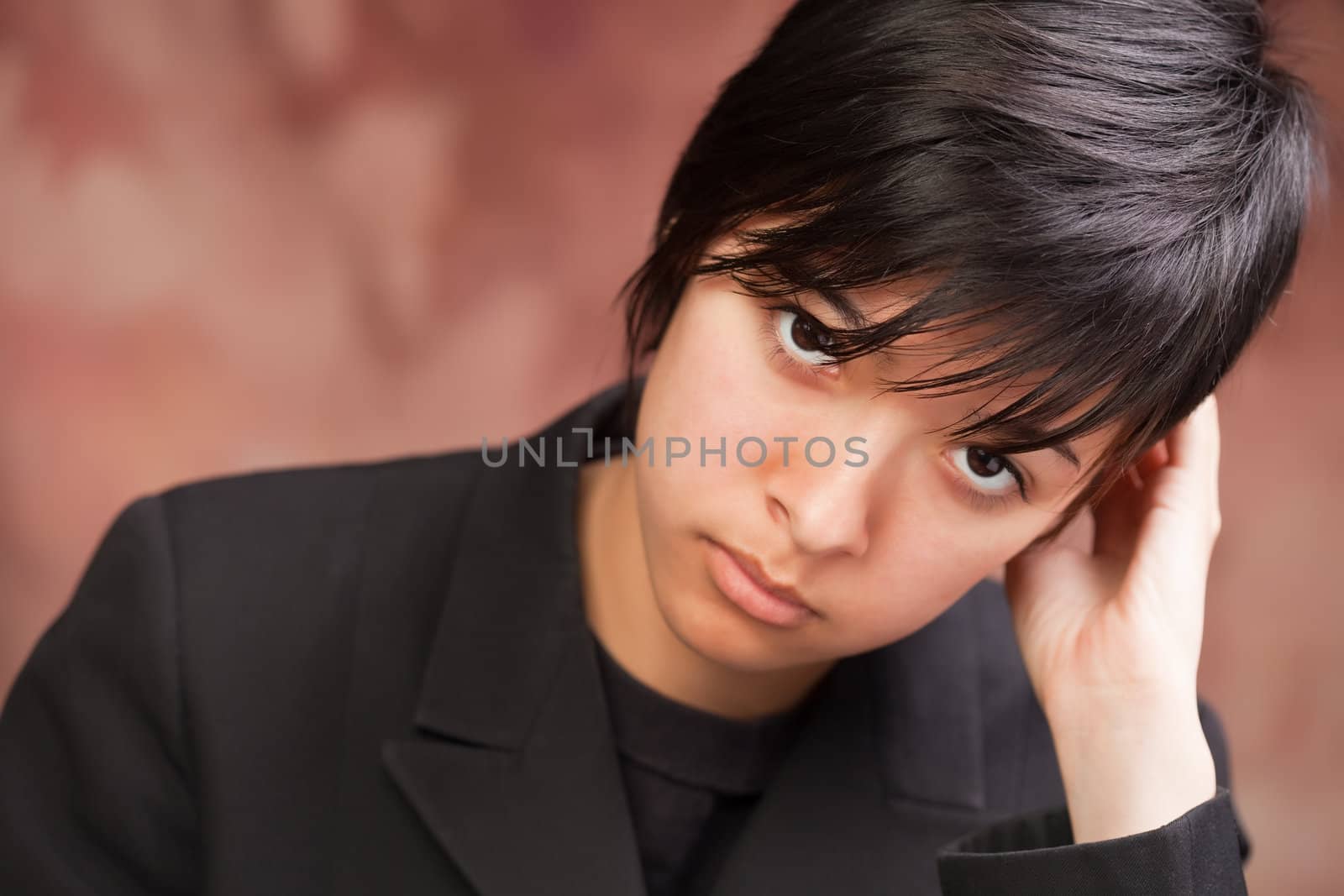 Attractive Ethic Girl Poses for Her Portrait.