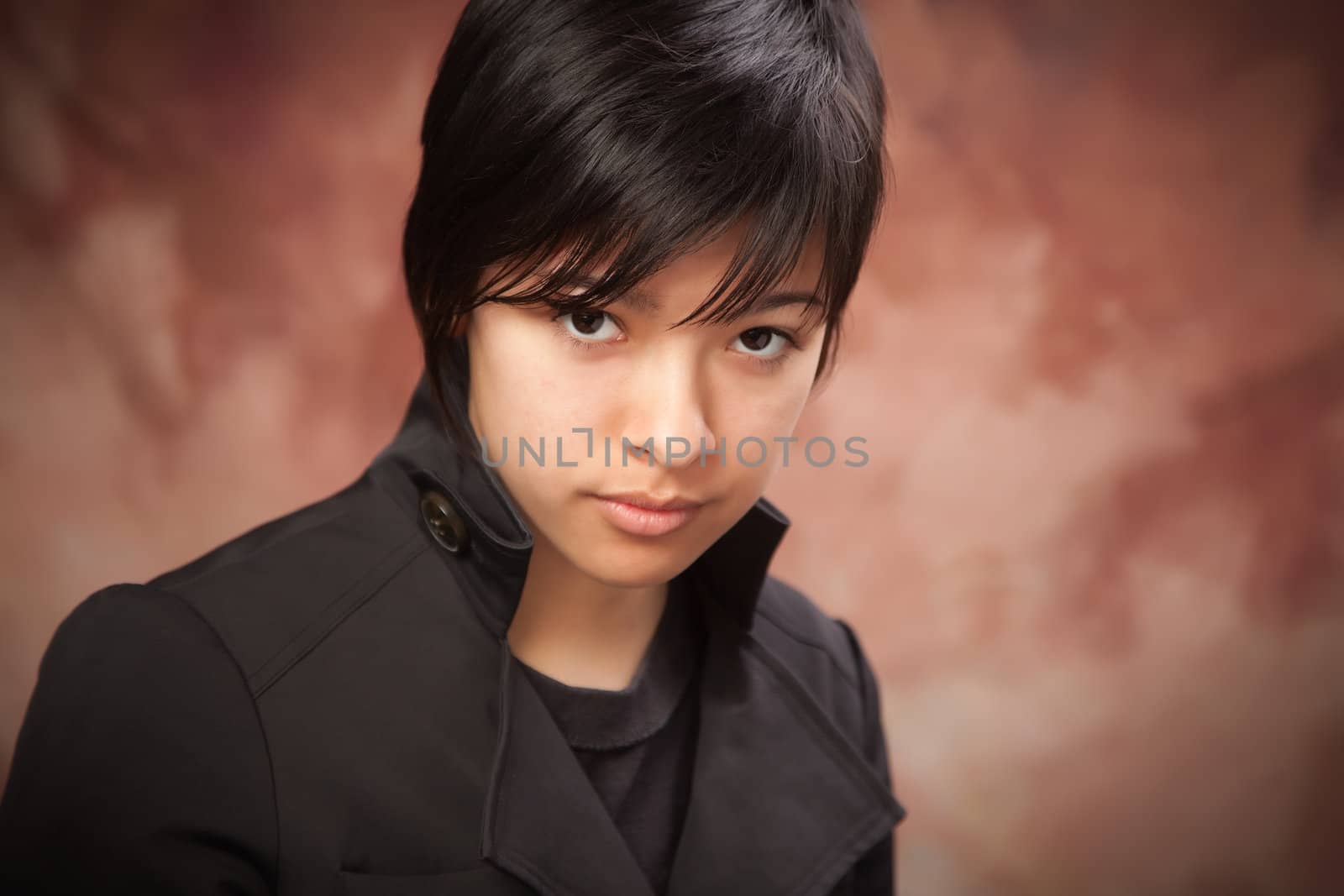 Attractive Ethic Girl Poses for Her Portrait.