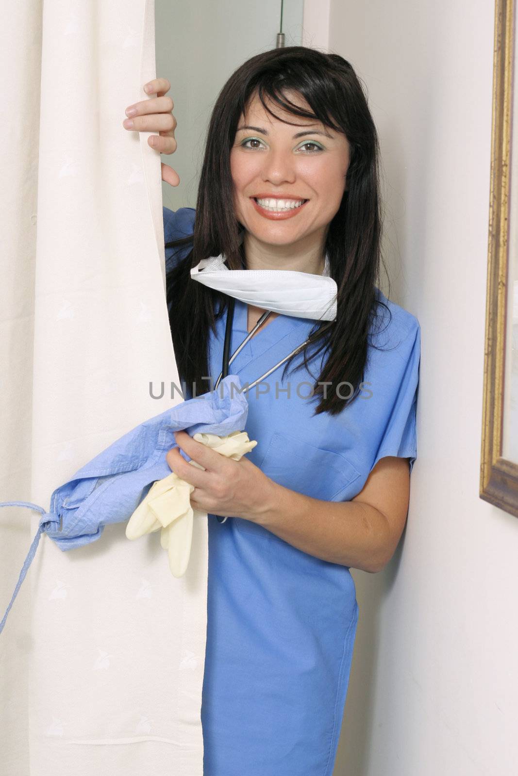 Smiling nurse entering ward by lovleah