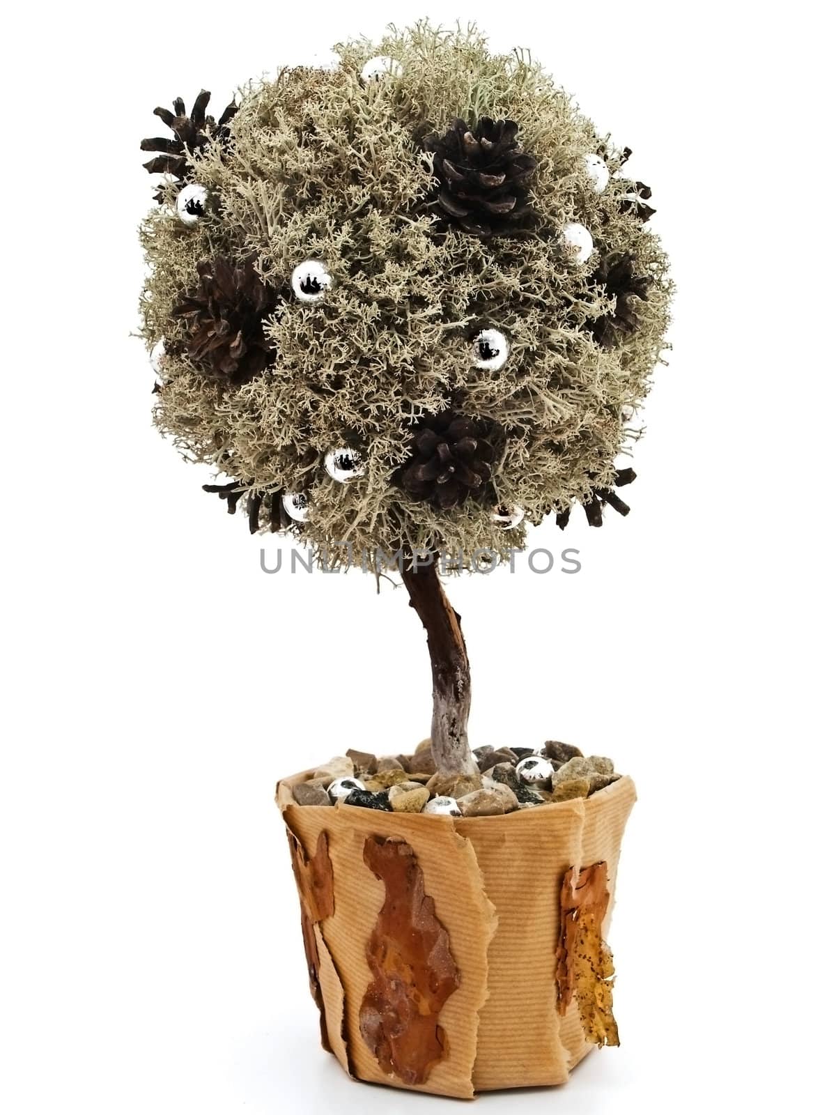decorative handmade natural materials tree against the white background