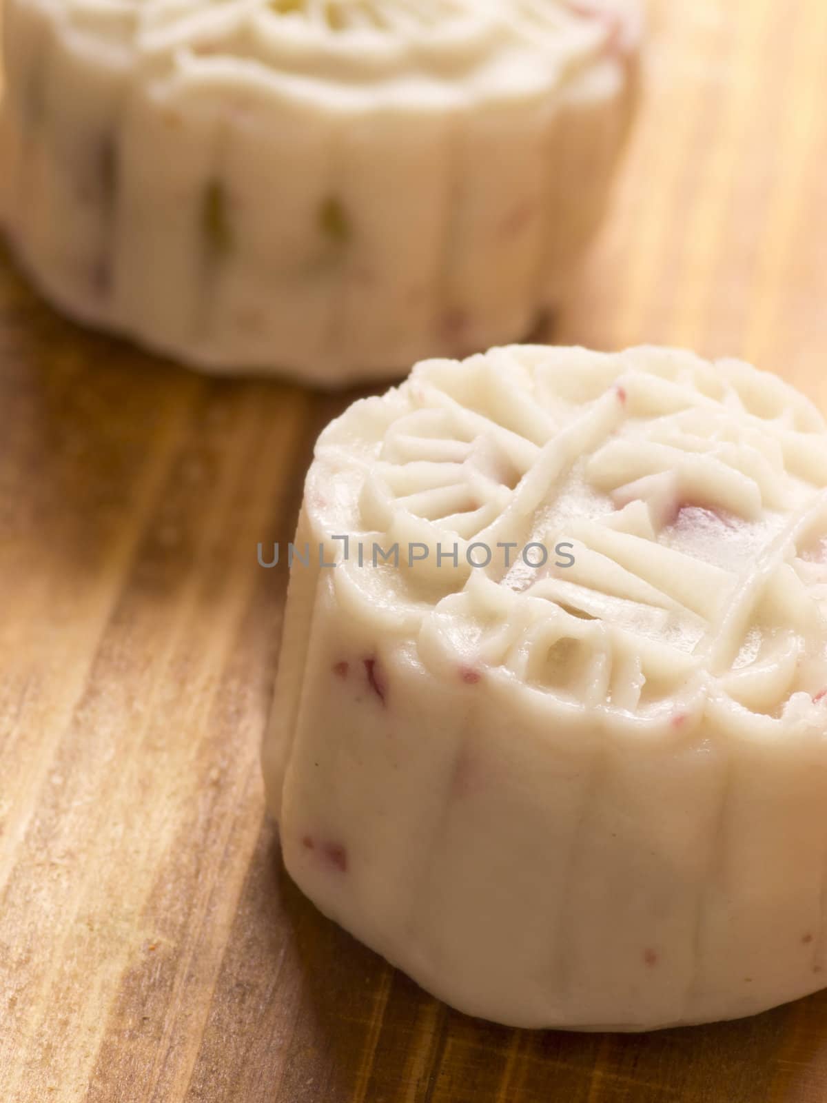 close up of chinese snow skin mooncake