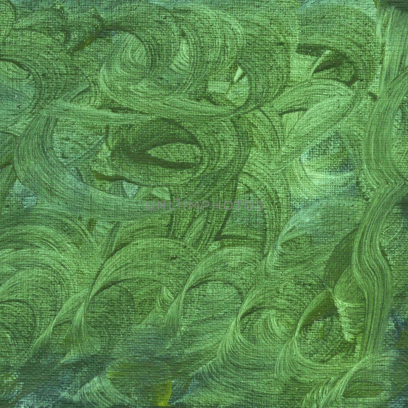green watercolor abstract with canvas texture by PixelsAway