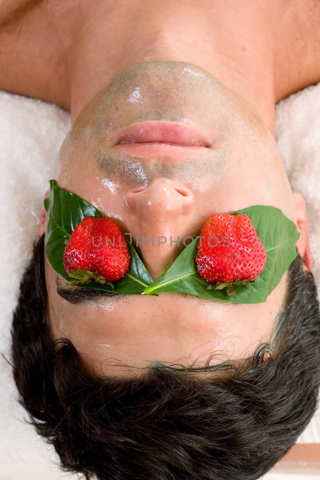 A man enjoys a fruit acid peel
