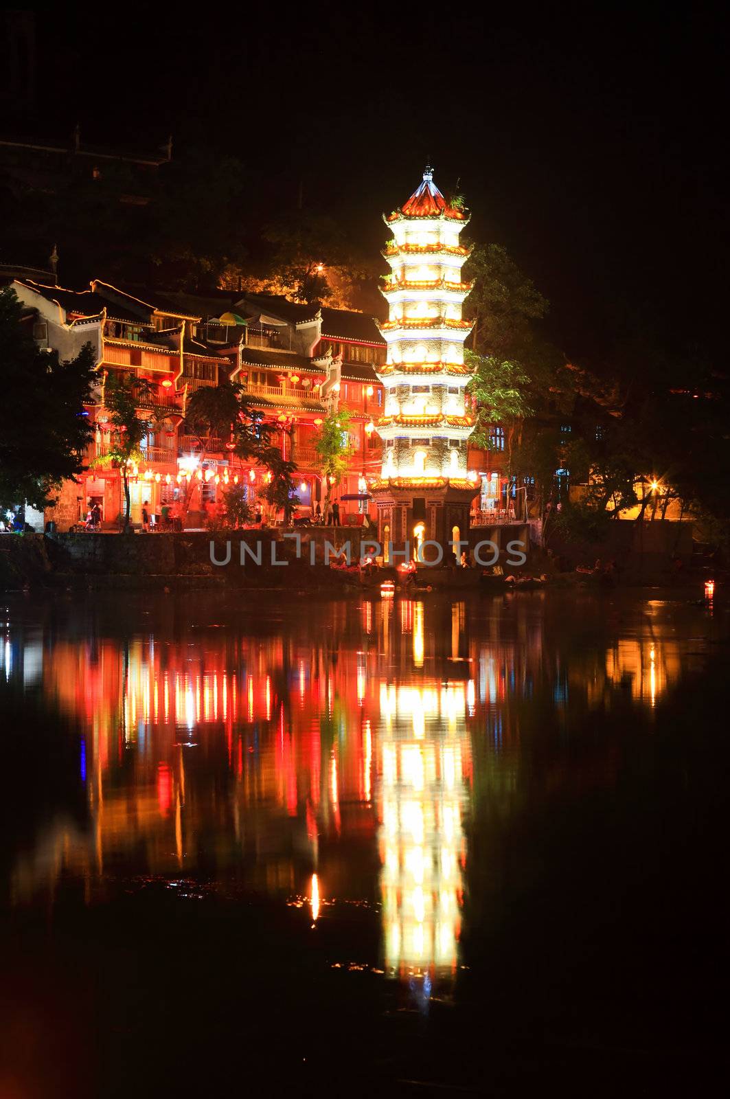night scenery of the Phoenix Town - the one the four most attractive small towns in China