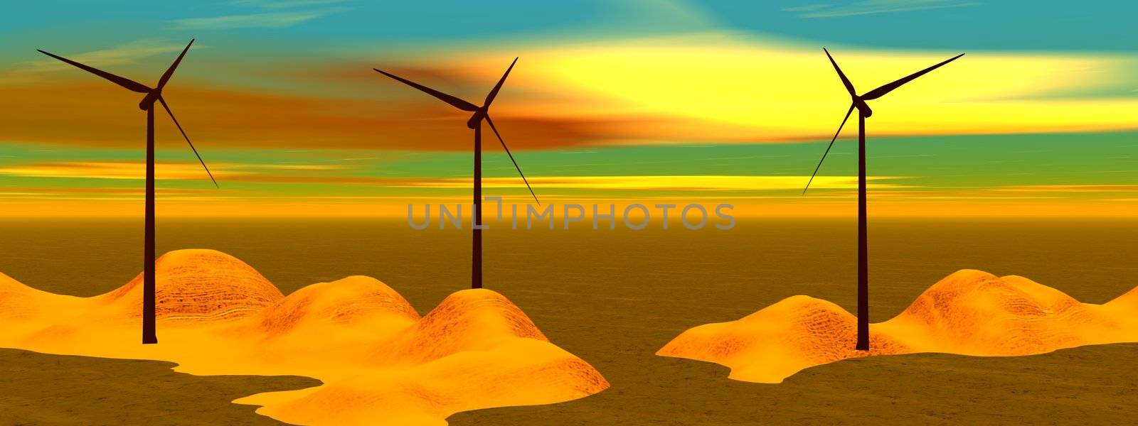 wind turbine and mountain yellow