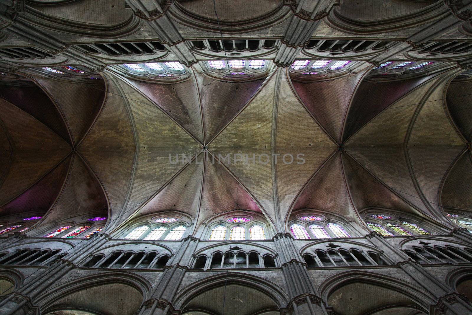 Ceiling of a Gothic cathedral in Blois, France