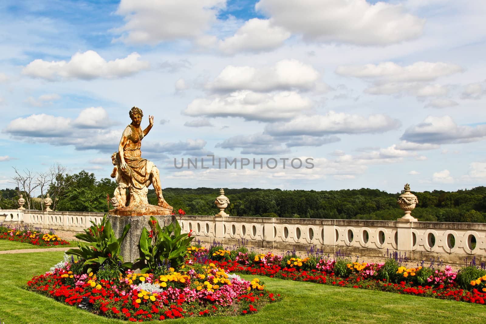 A statue at the garden of Chateau de Valencay, Loire Valley, France