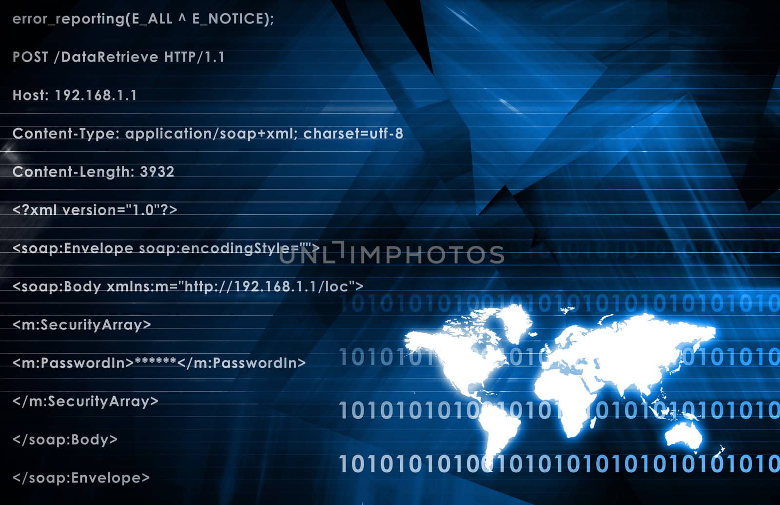 Global Business System on a Blue Background