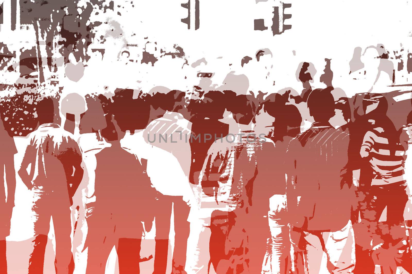 Crowd Abstract Background in Colors and White
