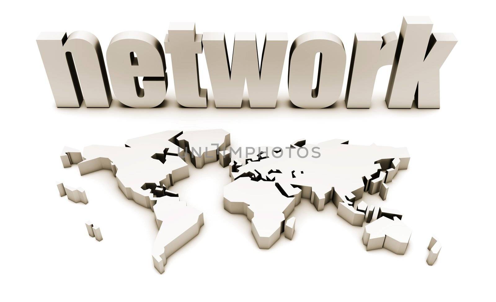 Global Network in 3d with World Map