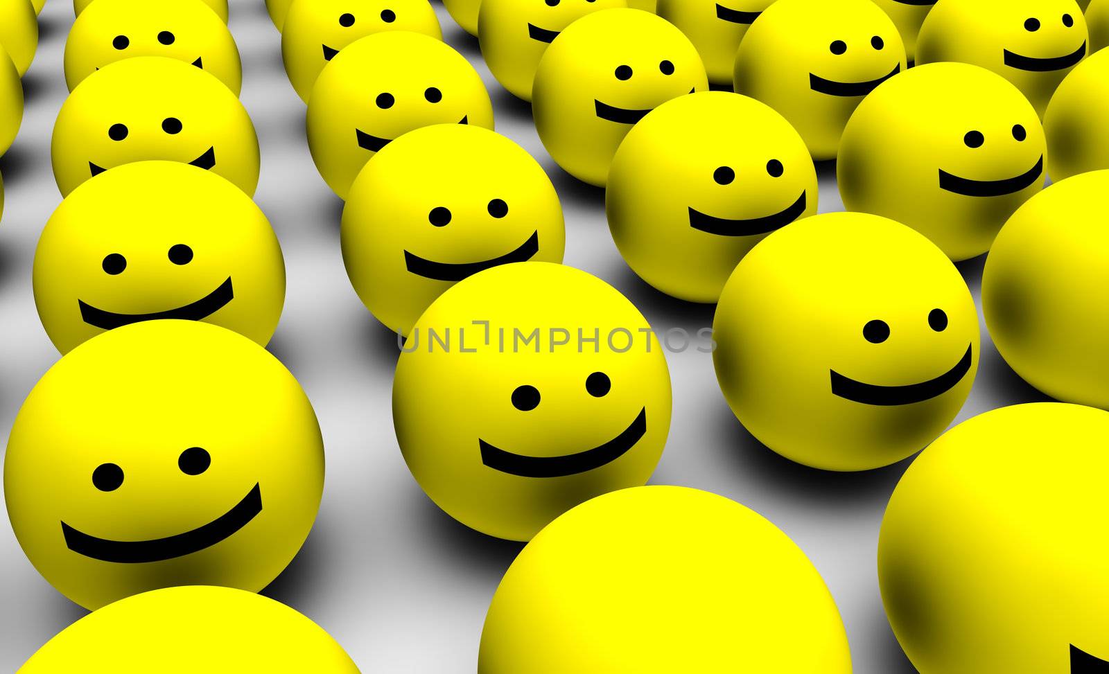 3D Round Smiley Faces as Background Abstract