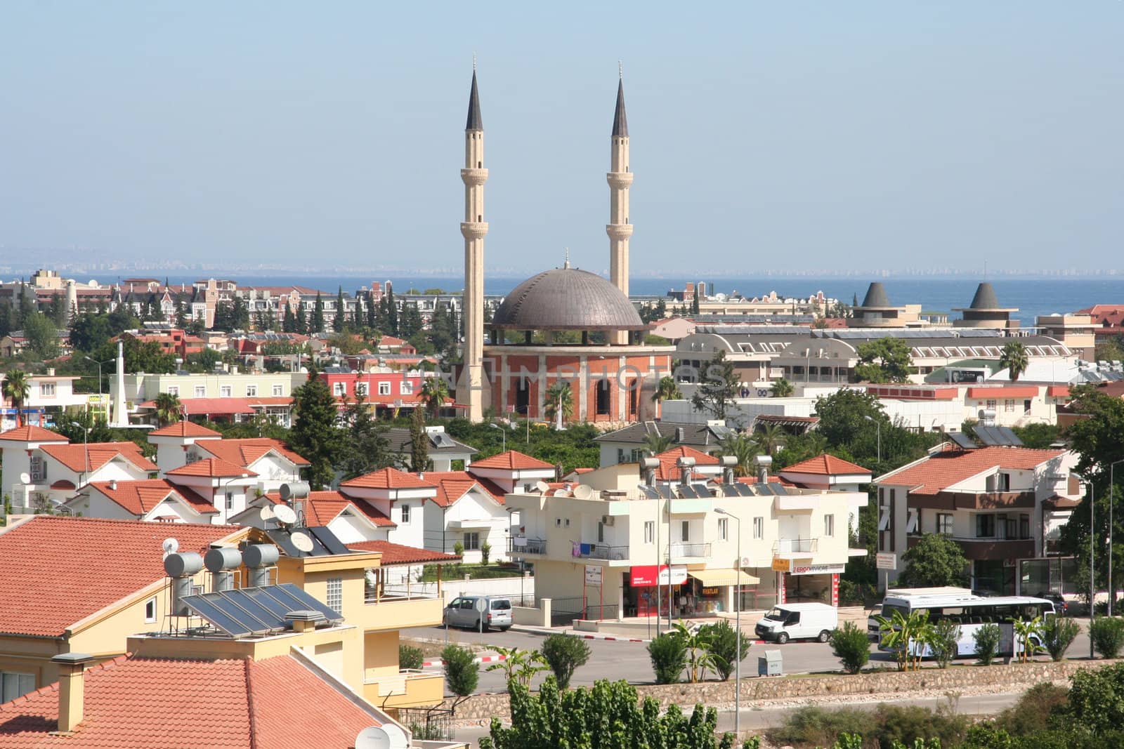 Turkish city Kemer. View from hill.