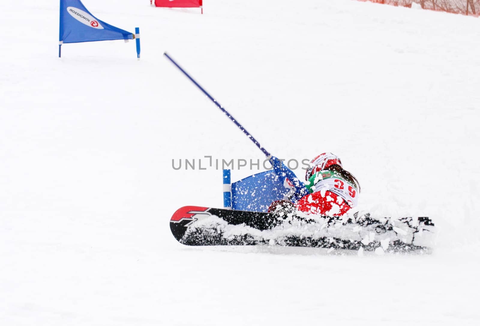  KIEV, UKRAINE - MARCH 4: A participant in action during Snowboard European Cup: full throttle on March 4, 2007 in Kiev, Ukraine
