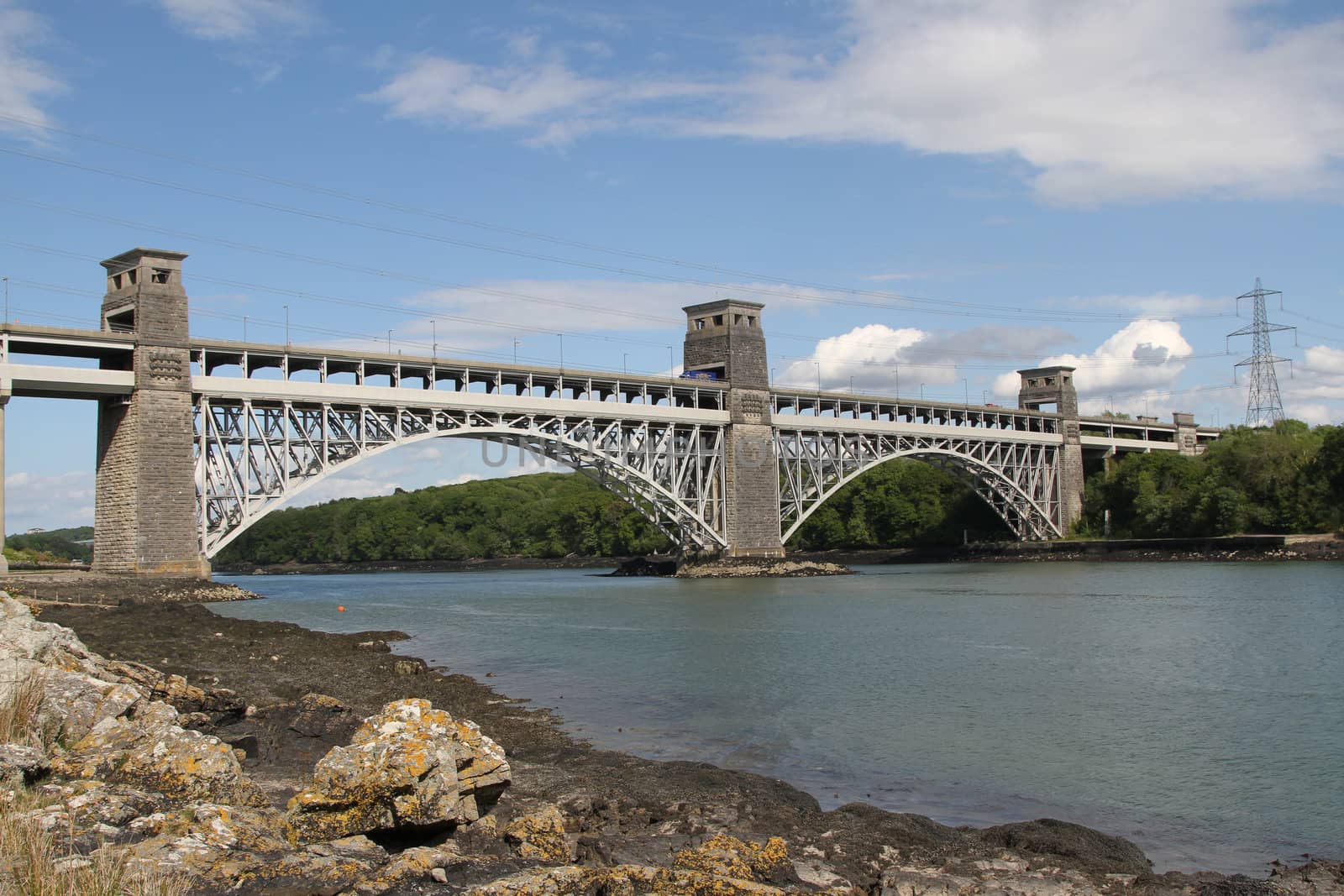 Britannia Bridge spanning the Menai Straits.