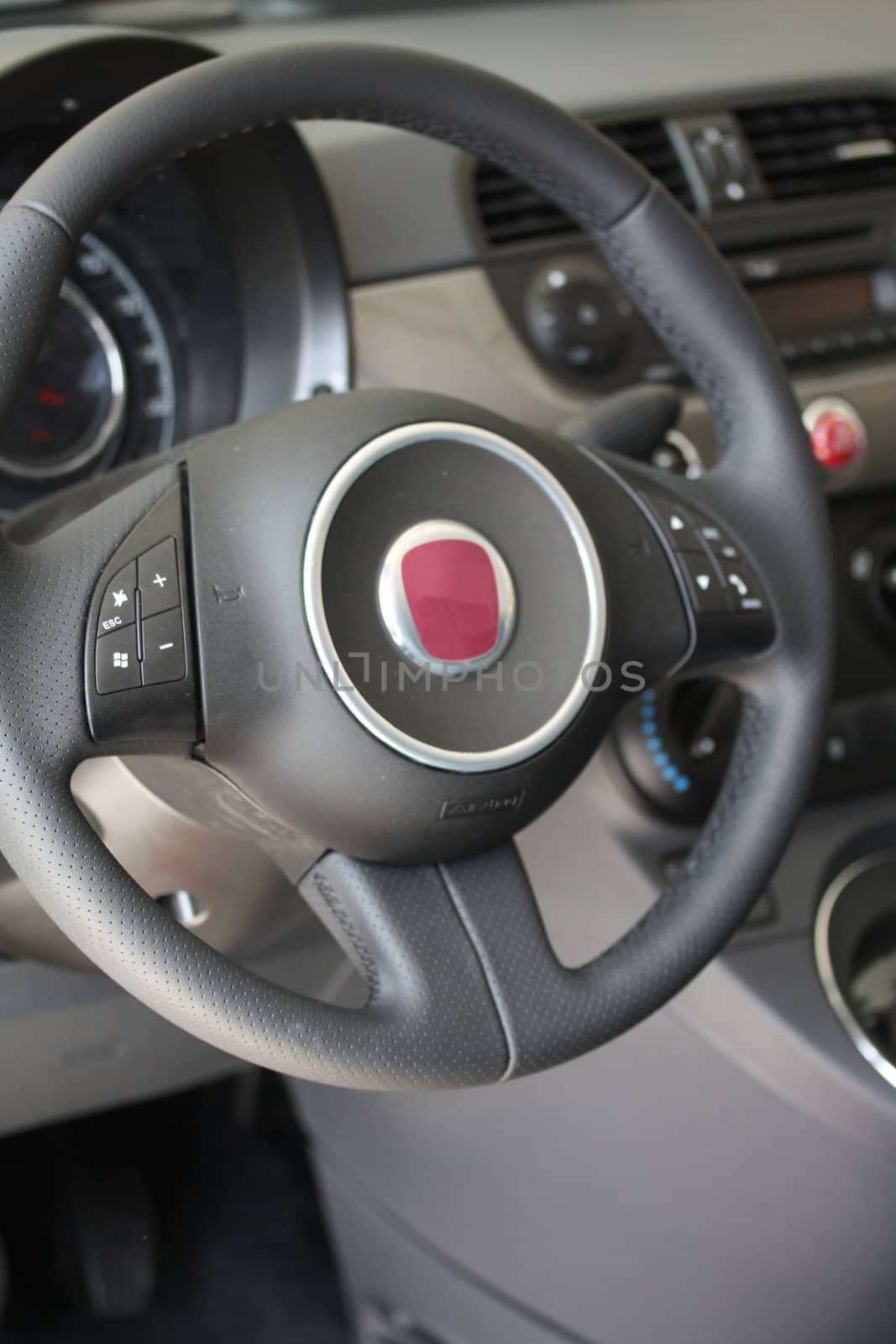 The interior of a small European car