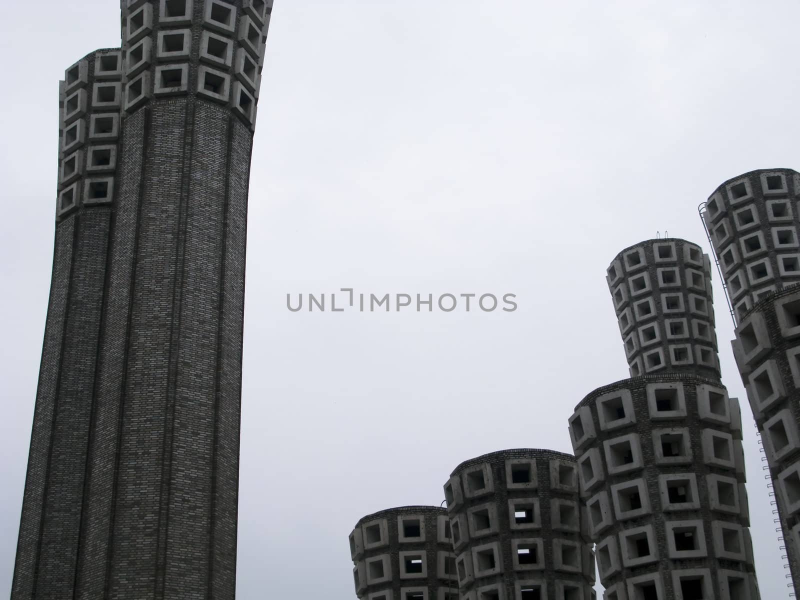 Several air pipes above traffic road tunnel